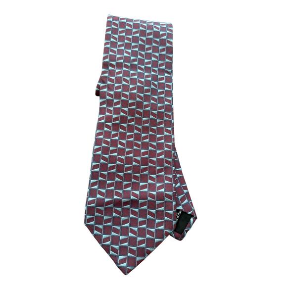 BOSS Hugo Boss Embroidered Geometric Pointed Silk Tie Made in Italy Red Men's - Picture 1 of 5